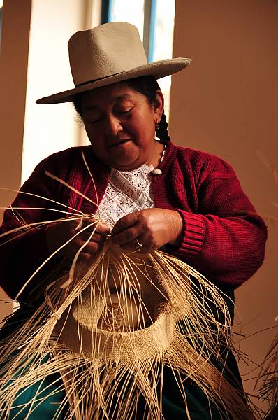 Lady weaving Panama