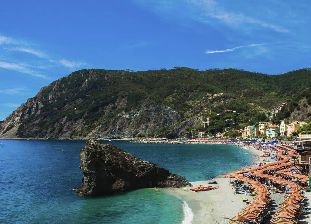 Monterosso sandy beach  and sea view, Cinque Terre