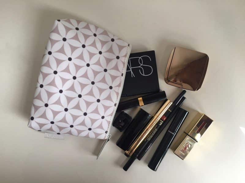 My globetrotting essentials by Victoria Green. Victoria Green blush Starflower make-up bag