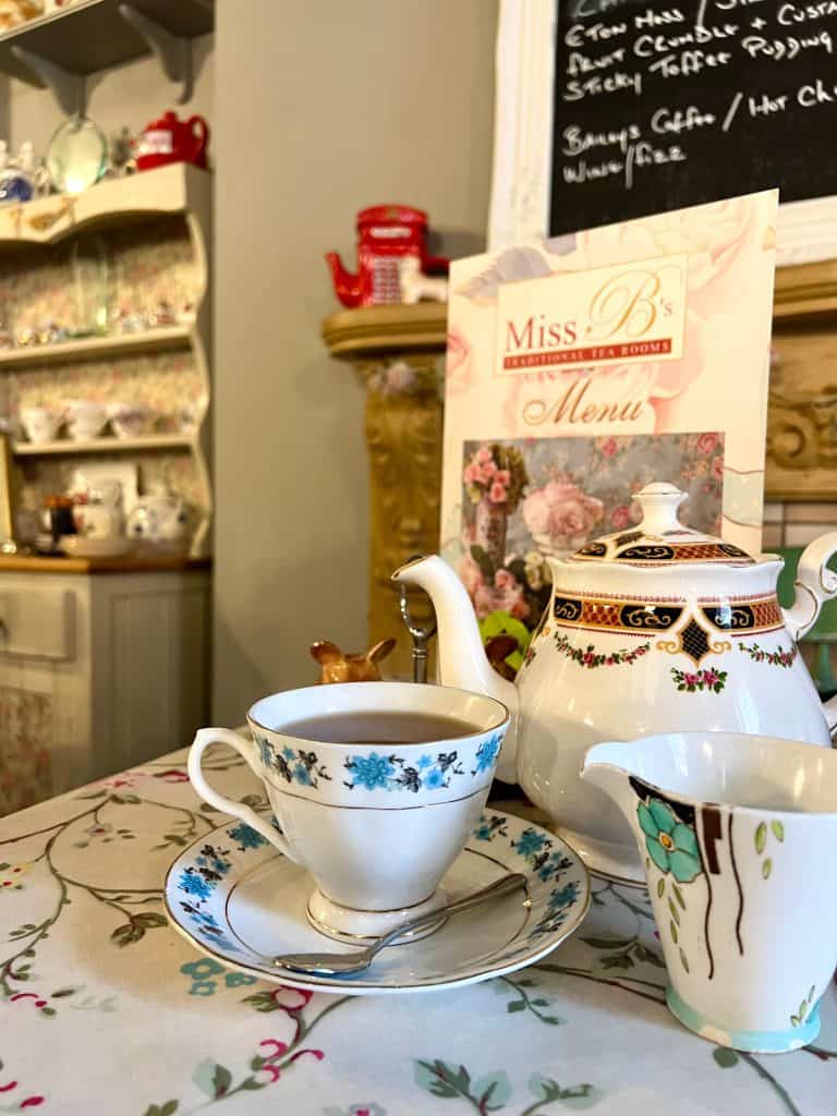 Miss B's Tearoom teapot and teacup