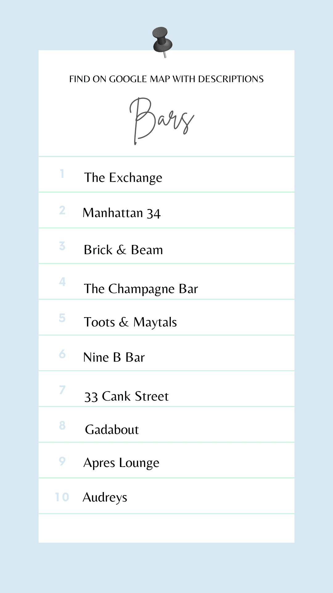 Leicester Bars Guide List