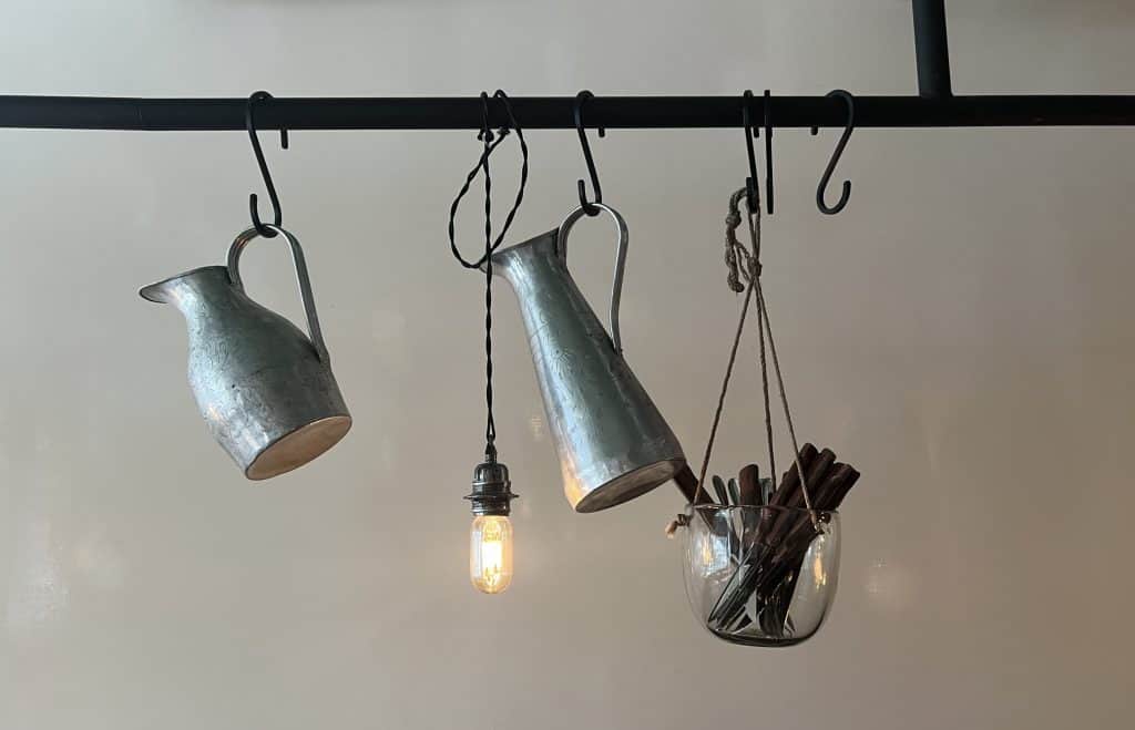 Restaurants in Helsinki: Oenny Restaurant interiosr with Hanging jugs