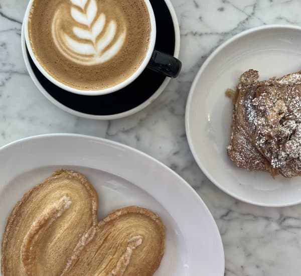 Palmier, latte and Almond Croissant at Tatte