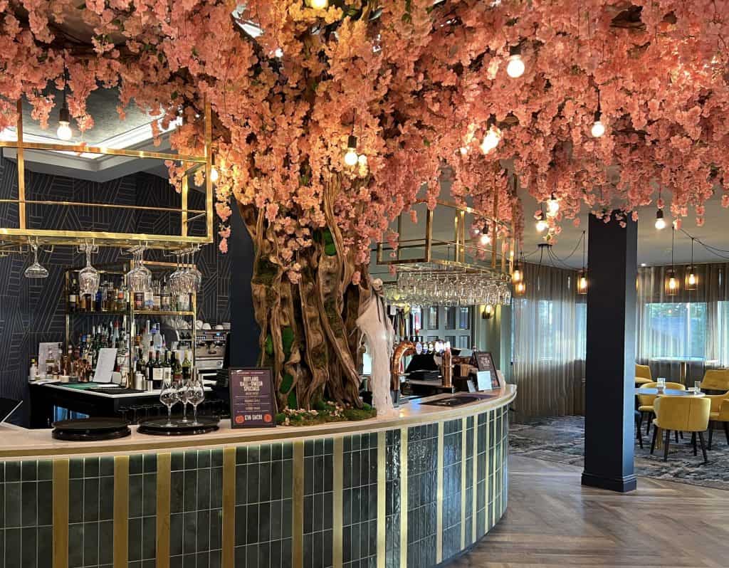 Blossoms Restaurant Bar area with blossom tree