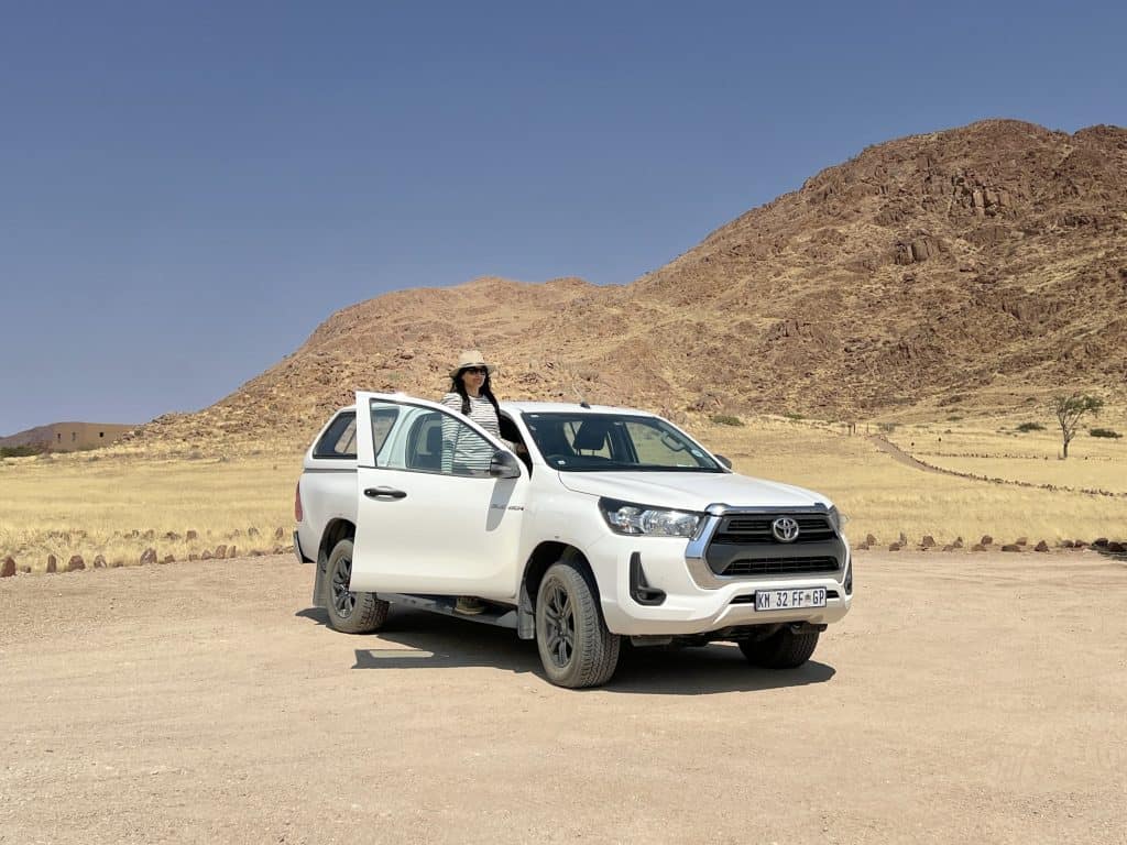 Driving in Namibia with Toyota Hilux hire car