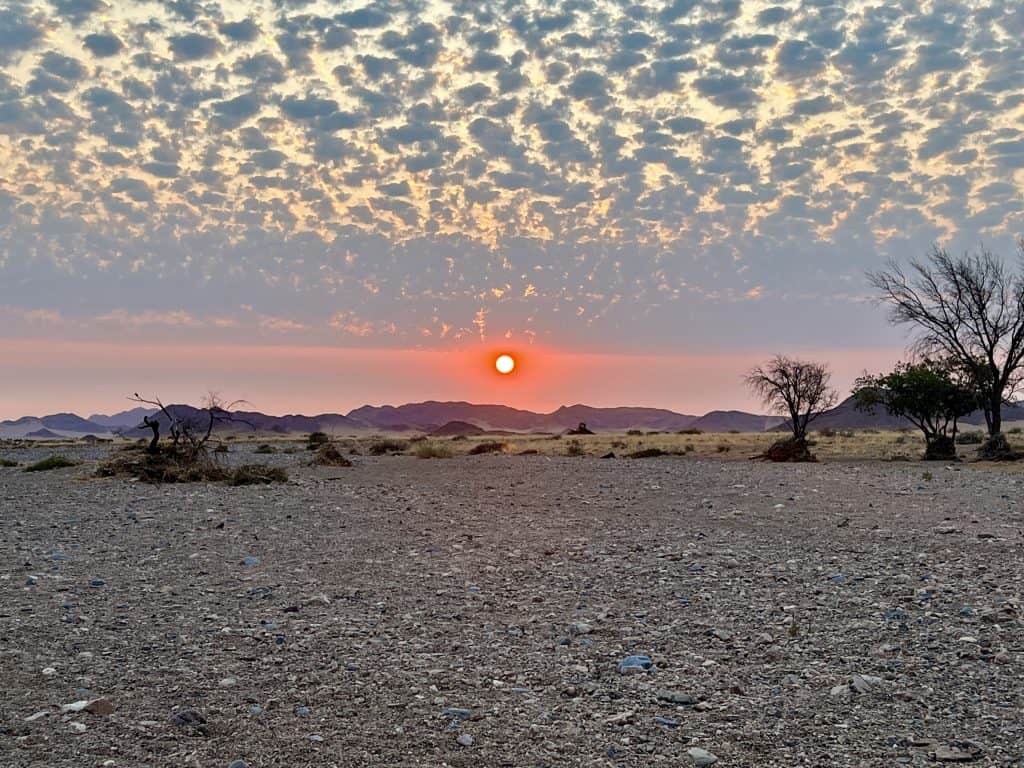 Seff-drive Namibia, Sunset at Desert Homestead Private Reserve