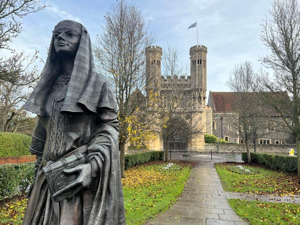 The best of Canterbury: The Fyndon Gate Tower with Queen Bertha statue in the front