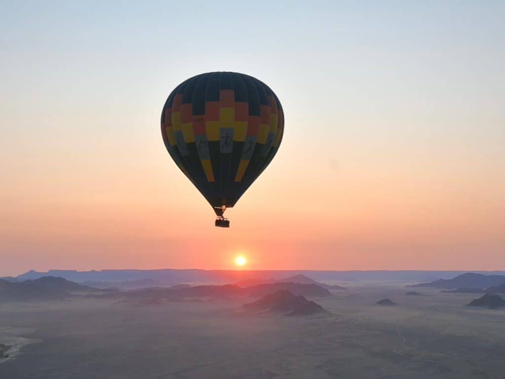 Sunrise in hot air balloon 