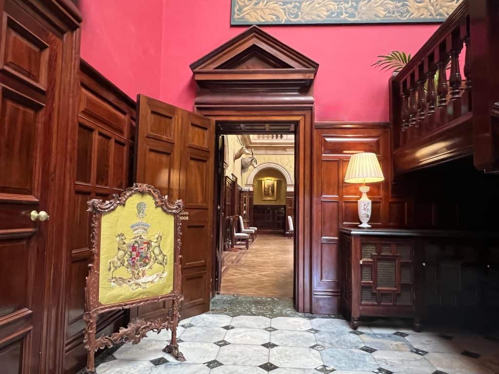 The entrance to the reception room next to the grand staircase