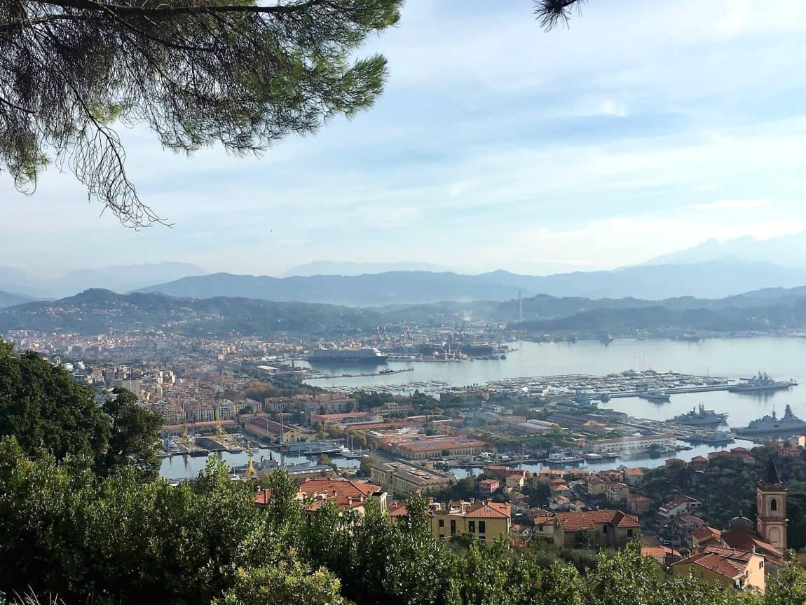 View of La Spezia from the mountain roads