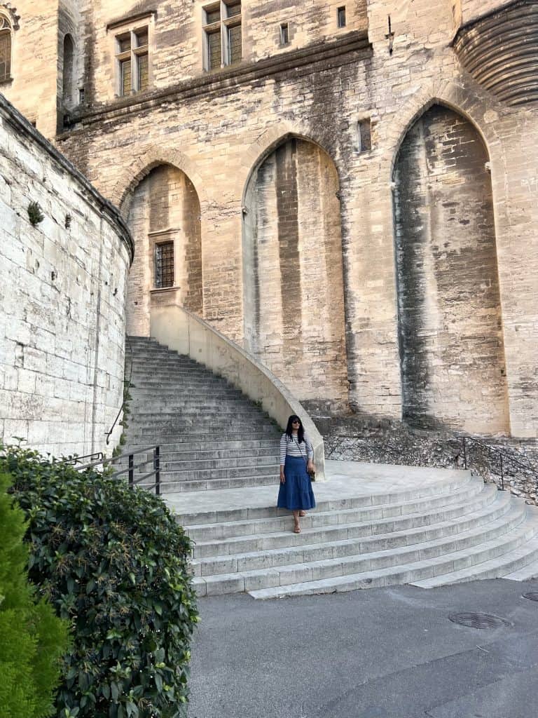 Photo locations in Avignon: Bejal on Stairway of Palais des Papes